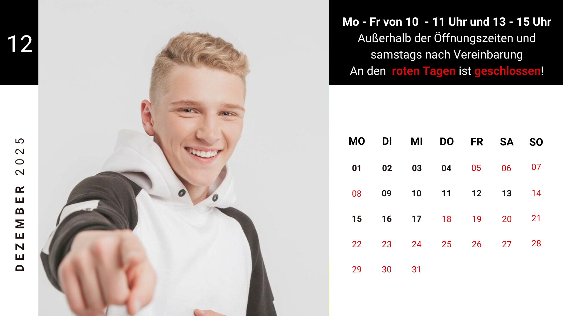 Öffnungszeiten Dr. Sabukoschek Dezember 2025